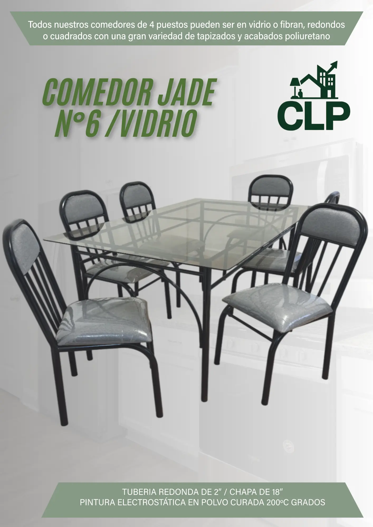 COMEDOR JADE #6 VIDRIO