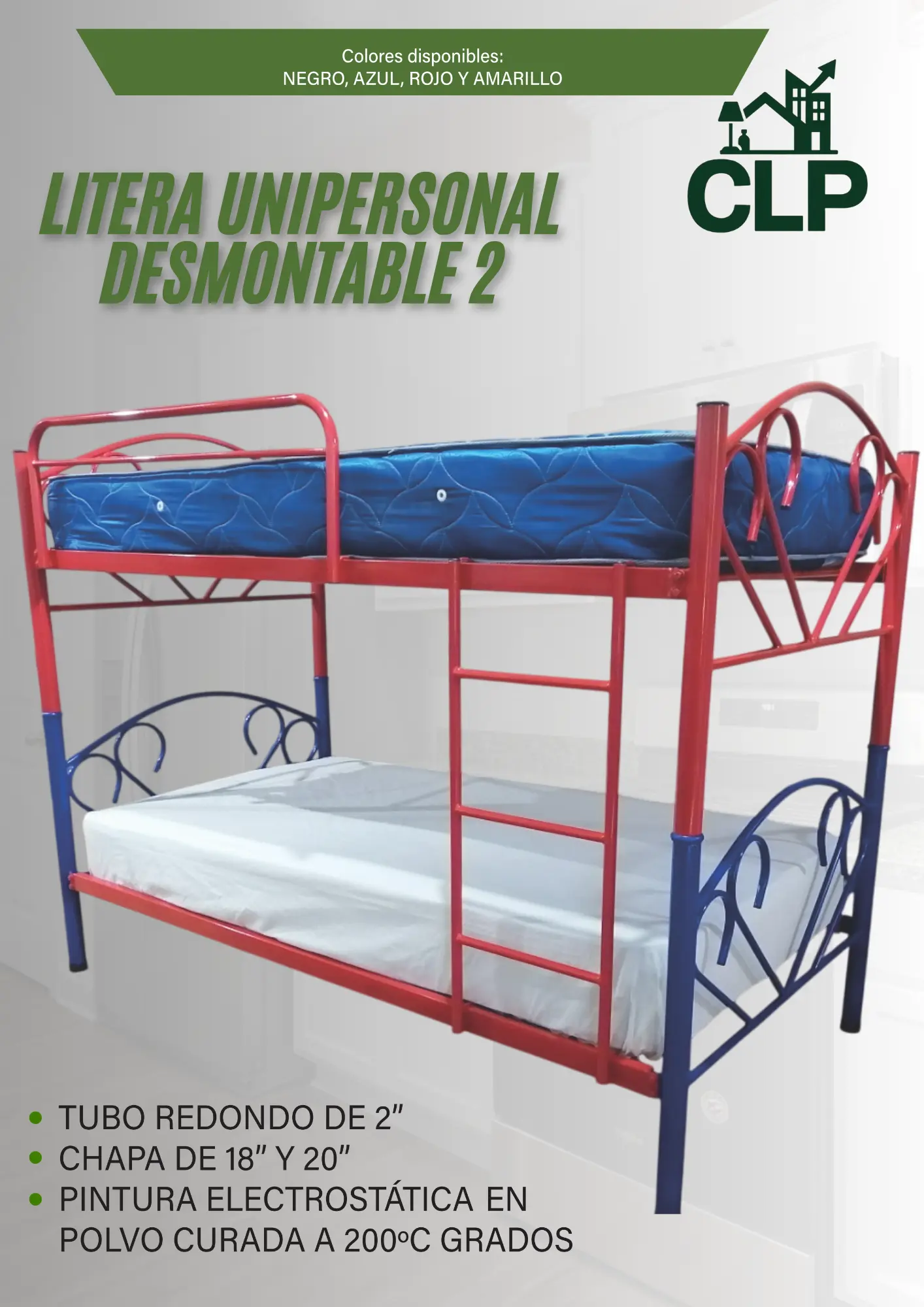 Litera Clasica Unipersonal Desmontable 2"