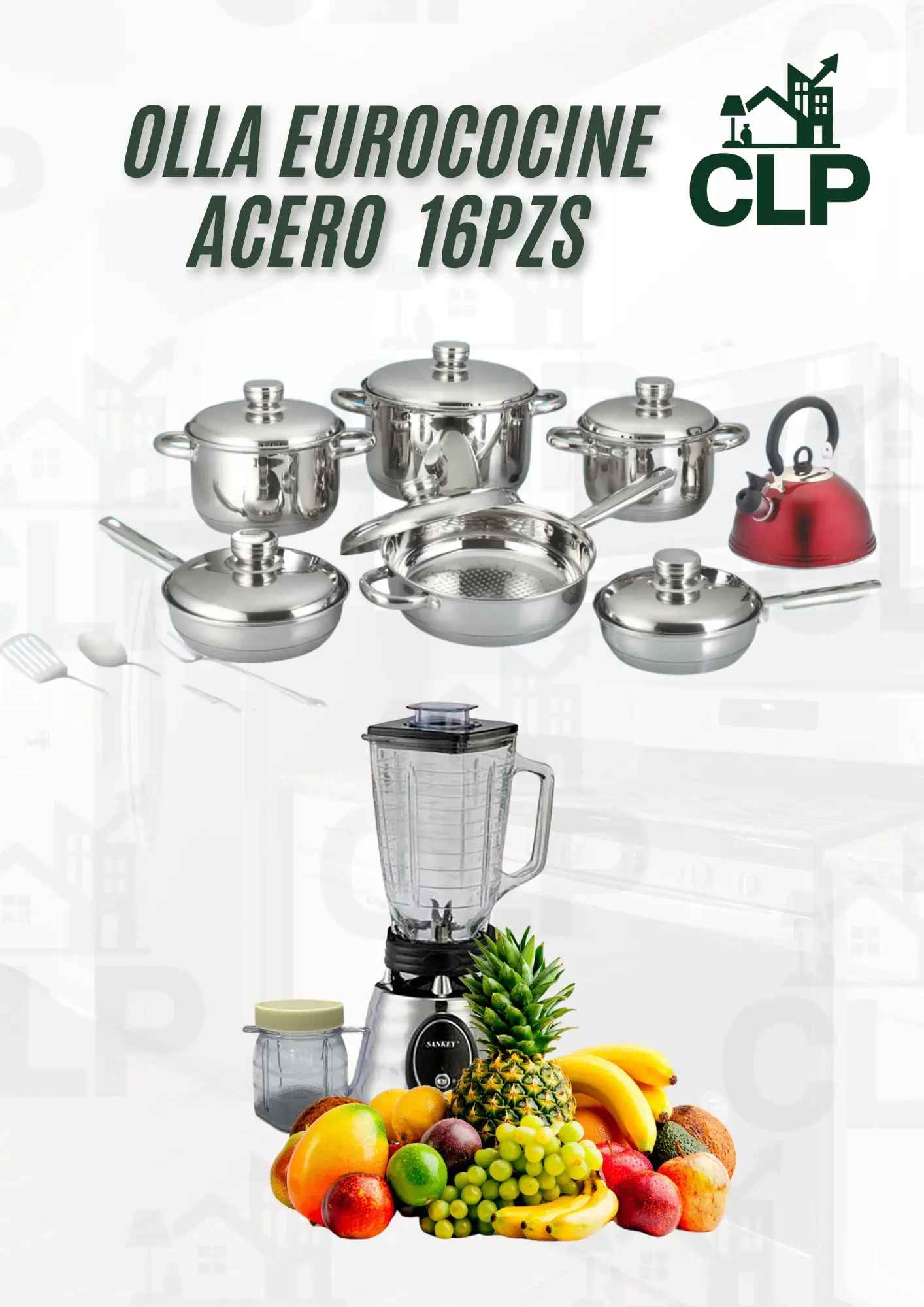 Ollas De 16 Acero Inoxidable & Licuadora